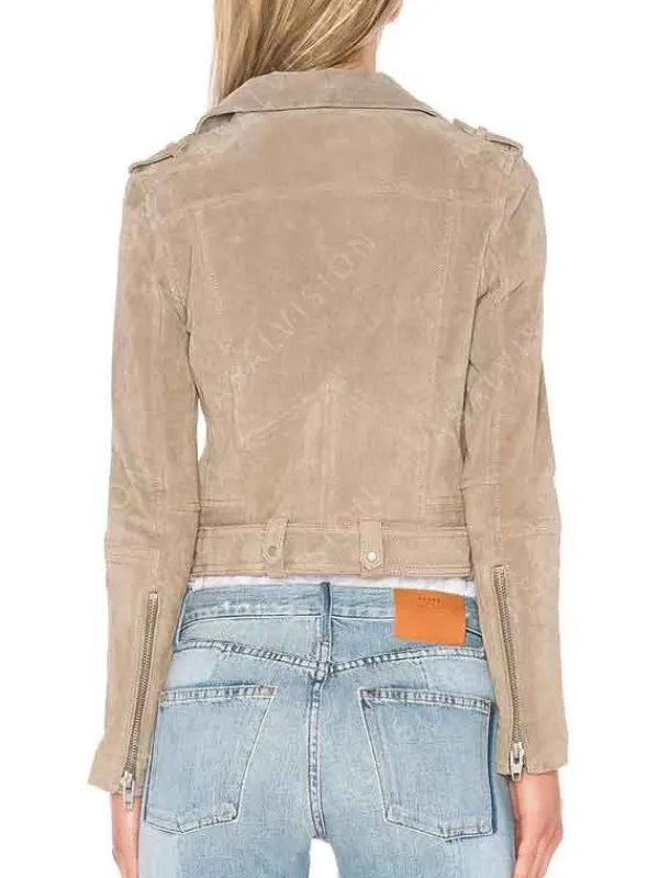 Asal Vision Suede Jackets | Biker Jackets | Womens Suede Leather Biker Jacket Beige
