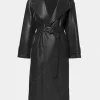 Asal Vision Leather Coats | Trench Coats | Womens Belted Sheepskin Leather Long Trench Coat Black