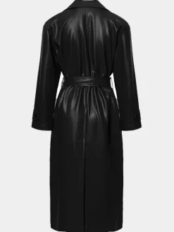 Asal Vision Leather Coats | Trench Coats | Womens Belted Sheepskin Leather Long Trench Coat Black