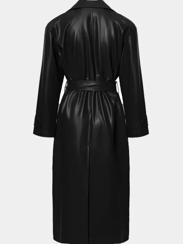 Asal Vision Leather Coats | Trench Coats | Womens Belted Sheepskin Leather Long Trench Coat Black