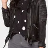 Asal Vision Black Jackets | Studded Jackets | Women’s Biker Studded Leather Jacket Black Color