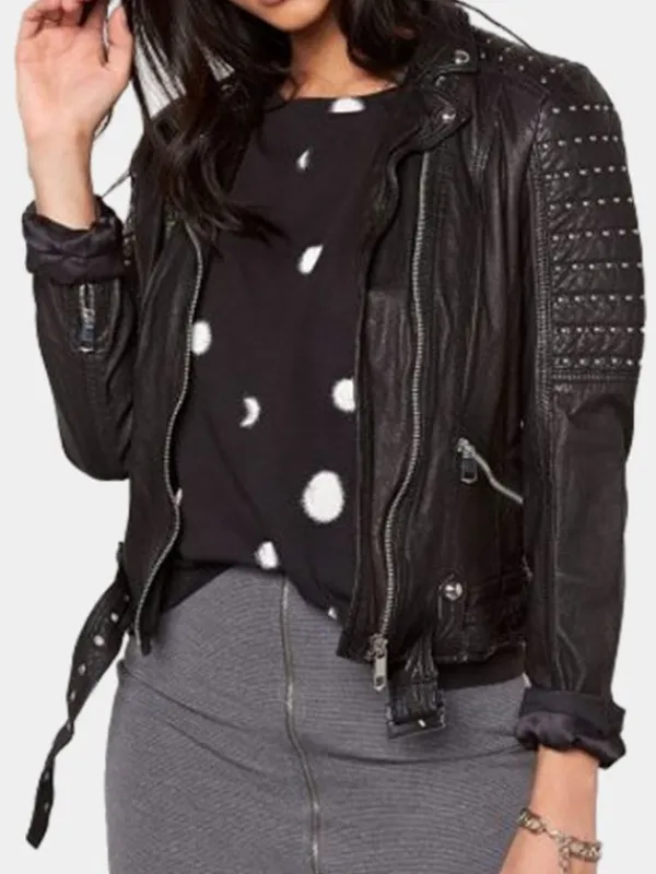 Asal Vision Black Jackets | Studded Jackets | Women’s Biker Studded Leather Jacket Black Color