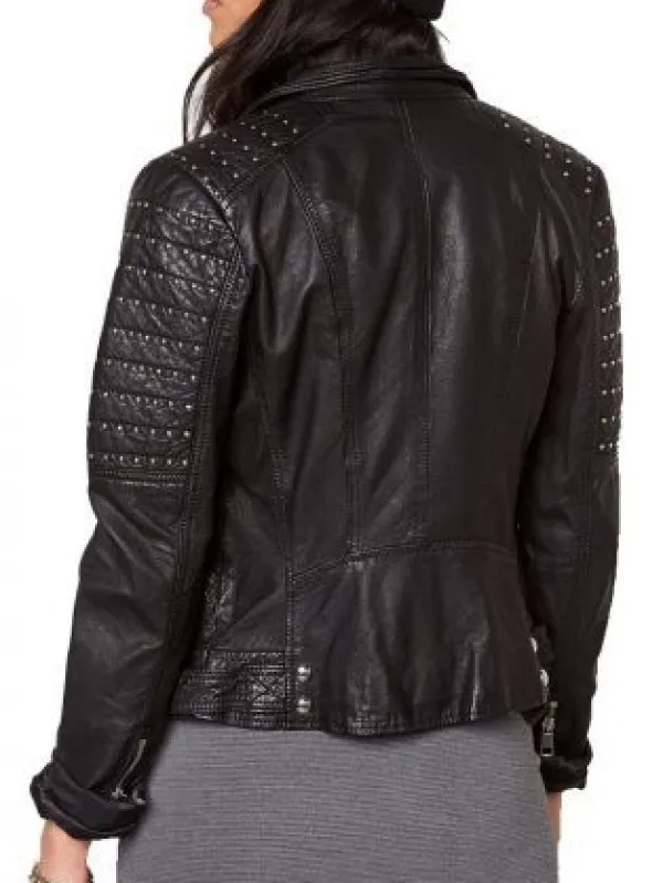 Asal Vision Black Jackets | Studded Jackets | Women’s Biker Studded Leather Jacket Black Color