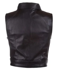Asal Vision Vests | Biker Jackets | Women’s Leather Motorcycle Vest Black