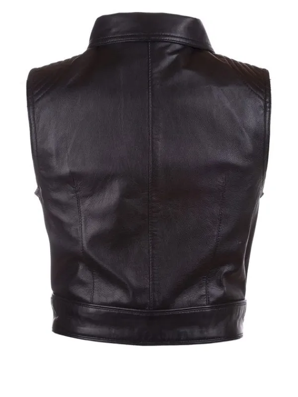 Asal Vision Vests | Biker Jackets | Women’s Leather Motorcycle Vest Black