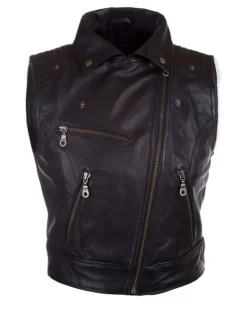 Asal Vision Vests | Biker Jackets | Women’s Leather Motorcycle Vest Black