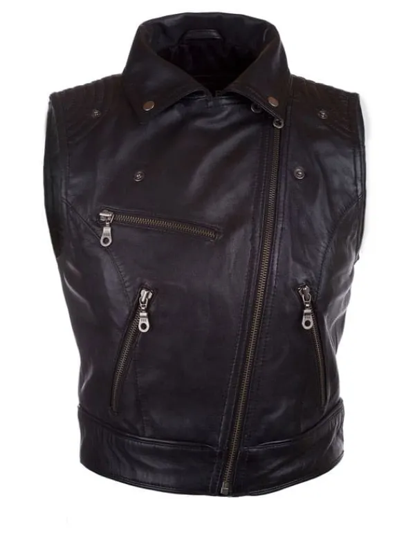 Asal Vision Vests | Biker Jackets | Women’s Leather Motorcycle Vest Black