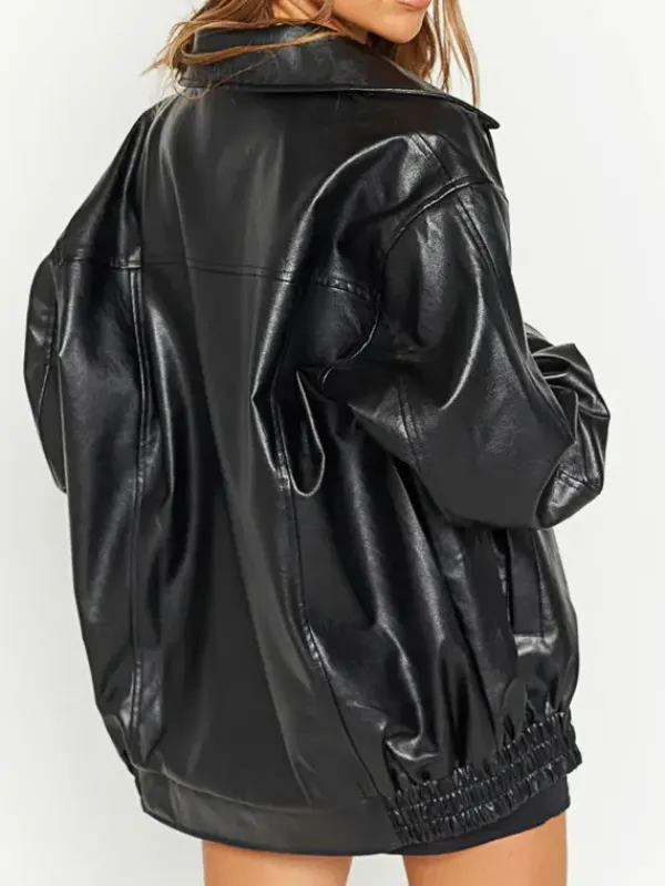 Asal Vision Black Jackets | Bomber Jackets | Women’s Oversized Leather Jacket Black