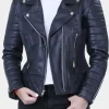 Asal Vision Quilted Jackets | Biker Jackets | Women’s Black Quilted And Padded Biker Jacket Black Color