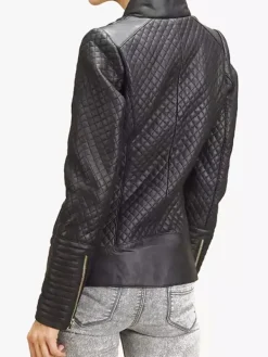 Asal Vision Black Jackets | Quilted Jackets | Women’s Quilted Leather Motorcycle Jacket Black