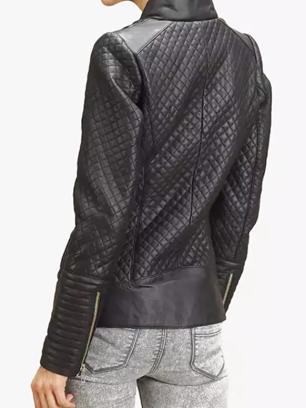 Asal Vision Black Jackets | Quilted Jackets | Women’s Quilted Leather Motorcycle Jacket Black