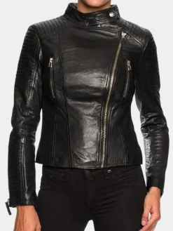 Asal Vision Black Jackets | Biker Jackets | Women’s Short Body Motorcycle Leather Jacket Black