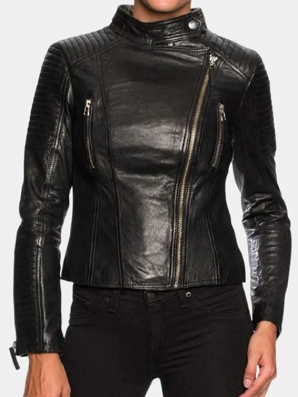 Asal Vision Black Jackets | Biker Jackets | Women’s Short Body Motorcycle Leather Jacket Black