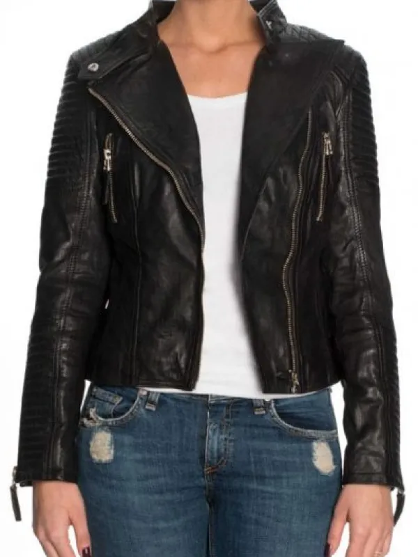 Asal Vision Black Jackets | Biker Jackets | Women’s Short Body Motorcycle Leather Jacket Black