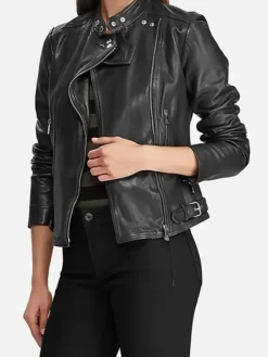 Asal Vision Biker Jackets | Women’s Slim Fit Biker Leather Jacket Black