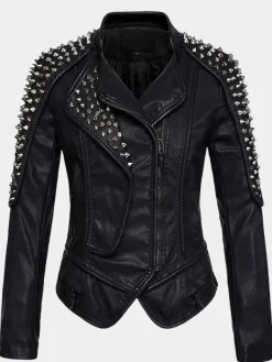 Asal Vision Black Jackets | Studded Jackets | Women’s Studded Leather Jacket Black