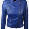Asal Vision Blue Jackets | Quilted Jackets | Women’s Diamond Quilted Biker Jacket Blue Color