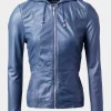 Asal Vision Blue Jackets | Hooded Jackets | Women’s Leather Hooded Fashion Jacket Blue