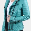 Asal Vision Blue Jackets | Quilted Jackets | Women’s Blue Quilted And Padded Motorcycle Jacket Blue color