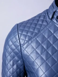 Asal Vision Blue Jackets | Hooded Jackets | Women’s Quilted Leather Fashion Jacket Blue