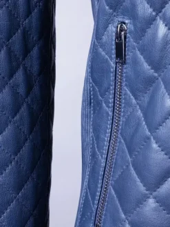 Asal Vision Blue Jackets | Hooded Jackets | Women’s Quilted Leather Fashion Jacket Blue