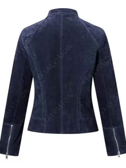 Asal Vision Suede Jackets | Biker Jackets | Women’s Suede Moto Jacket Blue