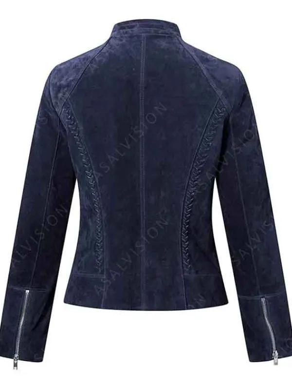 Asal Vision Suede Jackets | Biker Jackets | Women’s Suede Moto Jacket Blue