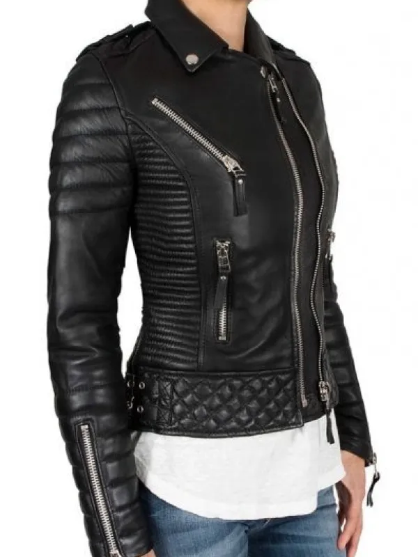 Asal Vision Black Jackets | Quilted Jackets | Women’s Boda Style Quilted Motorcycle Jacket Black