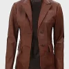 Asal Vision Blazers | Brown Jackets | Women’s Leather Blazer Brown