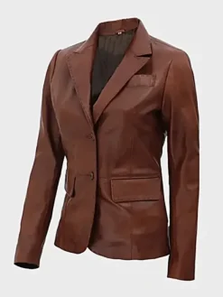 Asal Vision Blazers | Brown Jackets | Women’s Leather Blazer Brown
