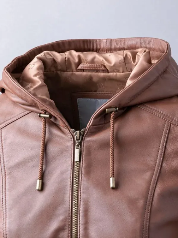 Asal Vision Brown Jackets | Hooded Jackets | Women’s Leather Hooded Fashion Jacket Brown