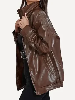 Asal Vision Brown Jackets | Bomber Jackets | Women’s Oversized Real Leather Jacket Brown