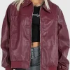 Asal Vision Bomber Jackets | Leather Jackets | Women’s Leather Bomber Jacket Burgundy