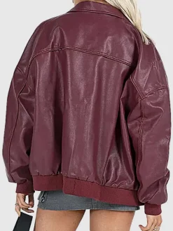 Asal Vision Bomber Jackets | Leather Jackets | Women’s Leather Bomber Jacket Burgundy