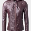 Asal Vision Leather Jackets | Women’s Leather Hooded Fashion Jacket Burgundy
