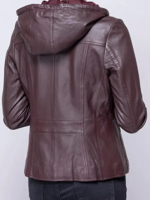 Asal Vision Leather Jackets | Women’s Leather Hooded Fashion Jacket Burgundy