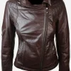 Asal Vision Brown Jackets | Hooded Jackets | Women’s Chocolate Brown Hooded Leather Jacket Chocolate Brown Color