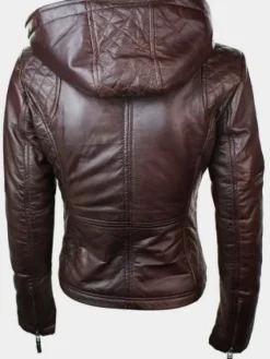 Asal Vision Brown Jackets | Hooded Jackets | Women’s Chocolate Brown Hooded Leather Jacket Chocolate Brown Color
