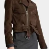 Asal Vision Brown Jackets | Biker Jackets | Womens Suede Biker Jacket Dark Brown