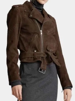 Asal Vision Brown Jackets | Biker Jackets | Womens Suede Biker Jacket Dark Brown