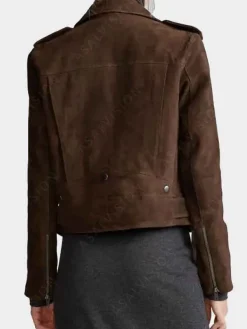 Asal Vision Brown Jackets | Biker Jackets | Womens Suede Biker Jacket Dark Brown