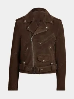 Asal Vision Brown Jackets | Biker Jackets | Womens Suede Biker Jacket Dark Brown