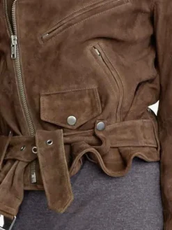 Asal Vision Brown Jackets | Biker Jackets | Womens Suede Biker Jacket Dark Brown