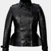 Asal Vision Black Jackets | Biker Jackets | Women’s Double-Breasted Leather Jacket Black