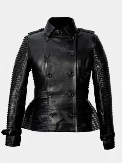Asal Vision Black Jackets | Biker Jackets | Women’s Double-Breasted Leather Jacket Black