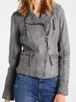 Asal Vision Biker Jackets | Leather Jackets | Women’s Biker Leather Jacket Grey