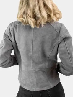 Asal Vision Suede Jackets | Biker Jackets | Womens Suede Leather Biker Jacket Grey