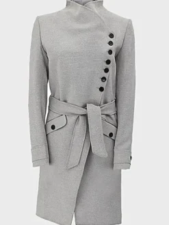 Asal Vision Women Coats | Wool Coats | Women’s Wool Belted Coat Grey