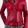 Asal Vision Red Jackets | Biker Jackets | Women’s Hot Biker Leather Jacket Red color