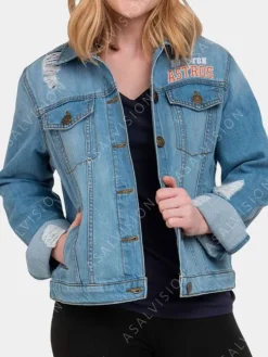 Asal Vision Denim Jackets | Womens Houston Astros Denim Patches Jacket Blue